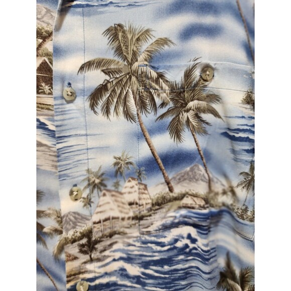 CROFT & BARROW MENS XL BLUE PALM TREE SHIRT VTG VACATION TROPICAL BEACH PARADISE - Picture 5 of 15